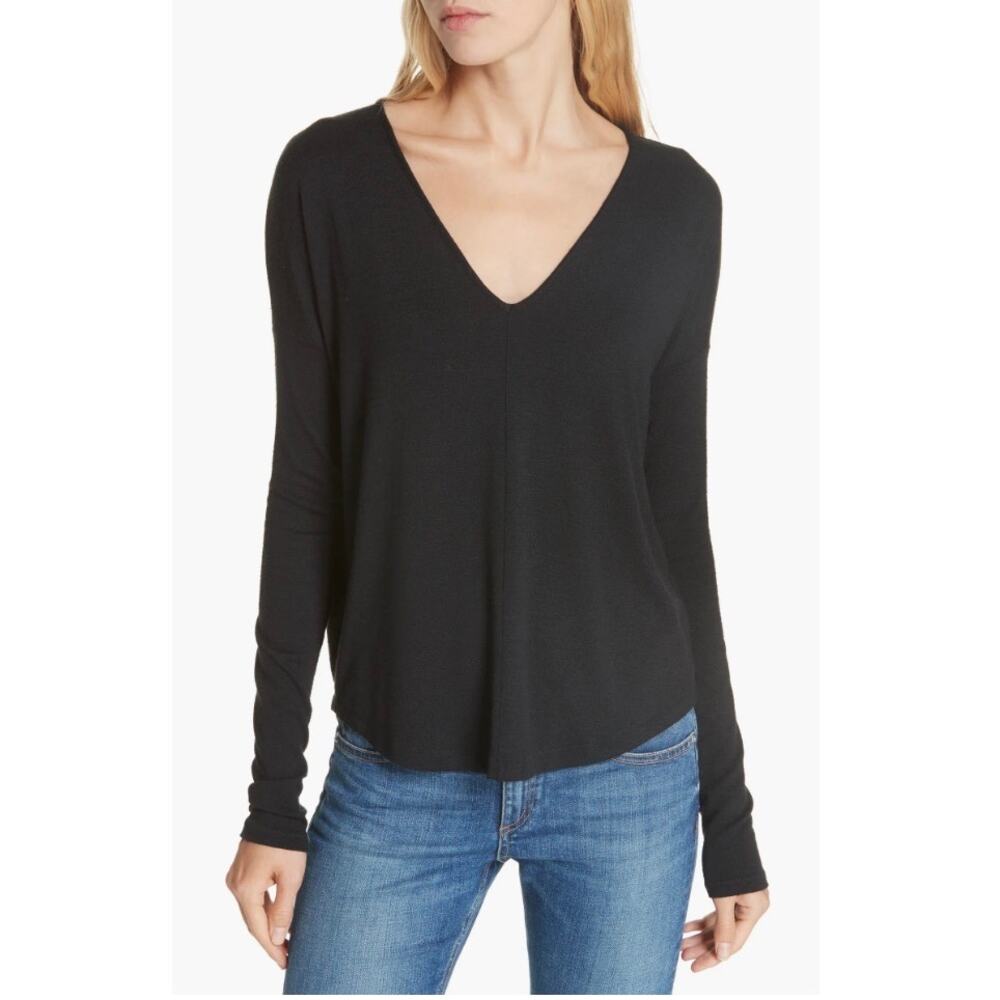 rag & bone the knit long sleeve tee. Size large. Black